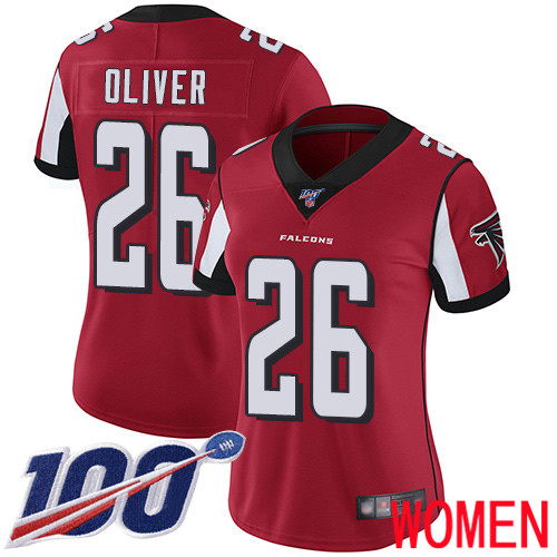Atlanta Falcons Limited Red Women Isaiah Oliver Home Jersey NFL Football #26 100th Season Vapor Untouchable